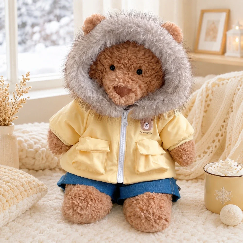 Yellow Hooded Puffer Jacket for Bartholomew Bear Plush – 16 Inch [BXYC-44-16IN]